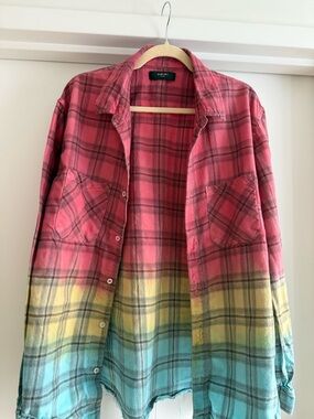 Rare AMIRI Gradient Faded Plaid Flannel Shirt